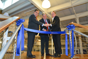 Technimark senior executives (l. to r.) David Gau, Operating Partner - Manufactured Products, Pritzker Group; Don Wellington, Executive Chairman, Technimark and Brad Wellington, President & CEO officially opened its new state-of-the-art innovation center at the company’s Asheboro, N.C. campus. 