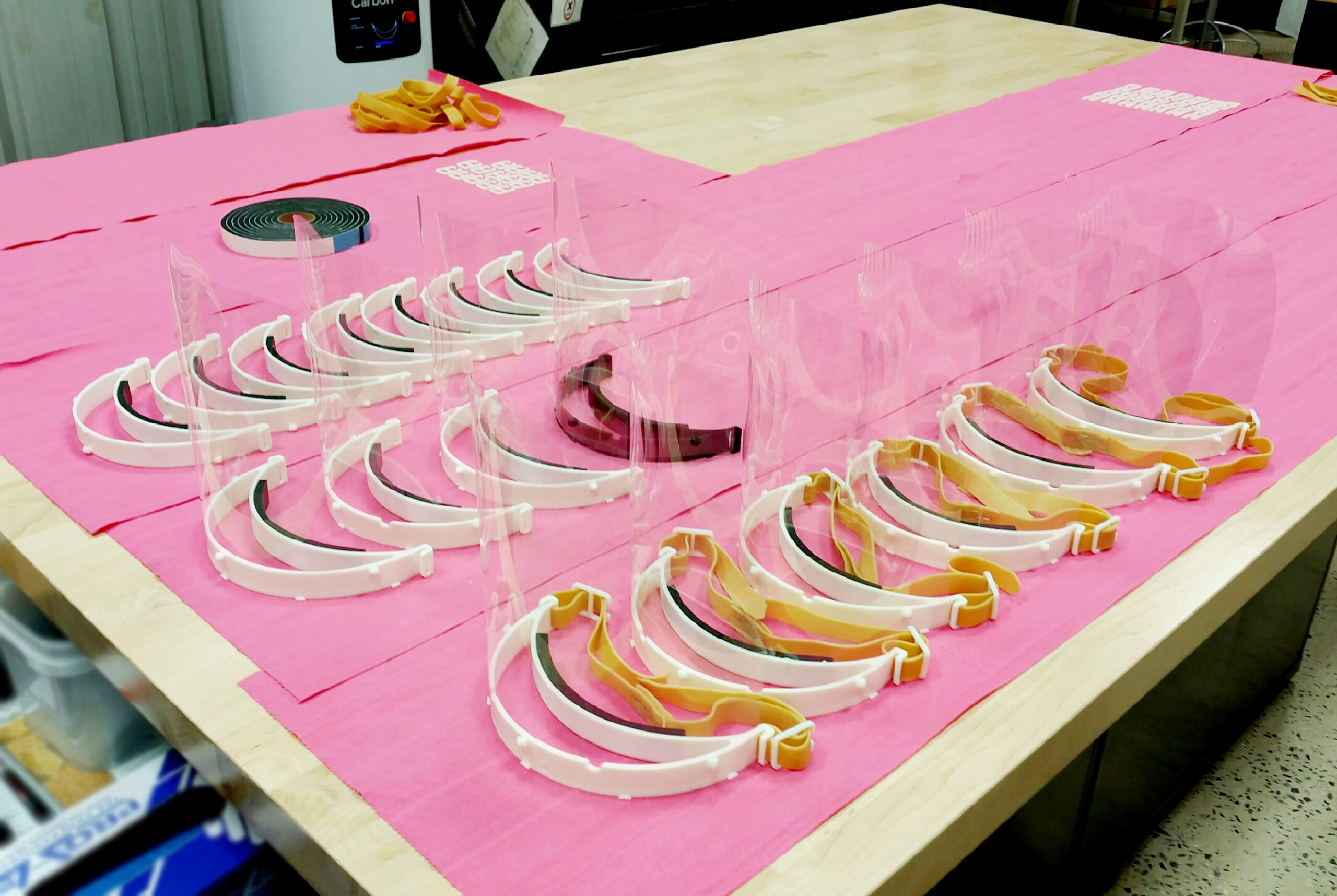Technimark’s innovation team 3D-prints and assembles face shields for employees and hospital workers
