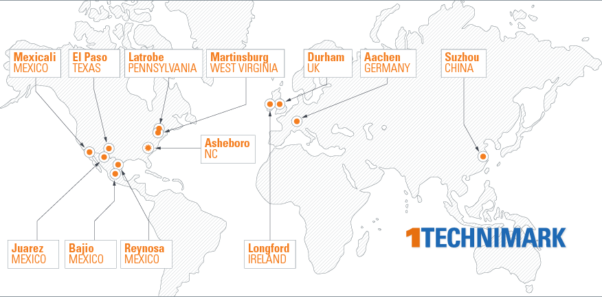 Technimark Global Locations, U.S., Mexico, Europe, China
